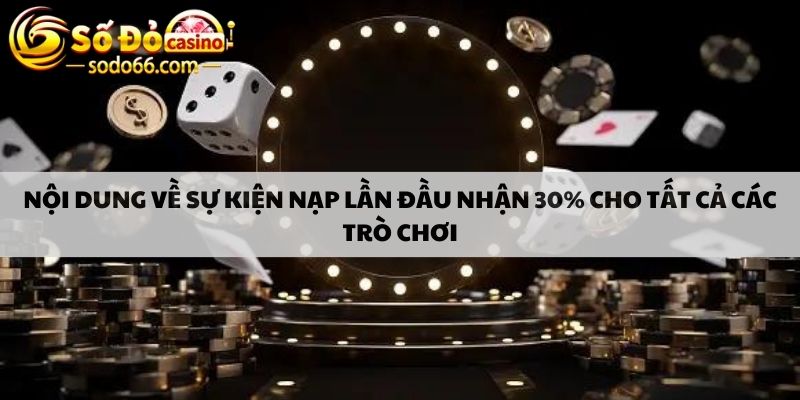 Nội dung về sự kiện nạp lần đầu nhận 30% cho tất cả trò chơi